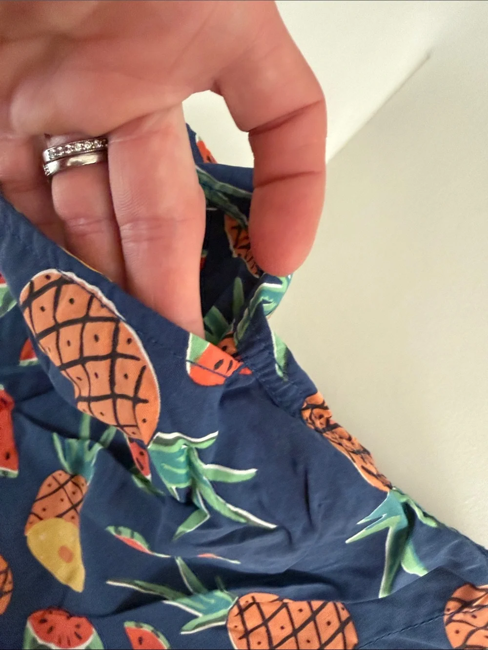 Maamopic Men’s Navy Pineapple & Watermelon Swim Trunks
